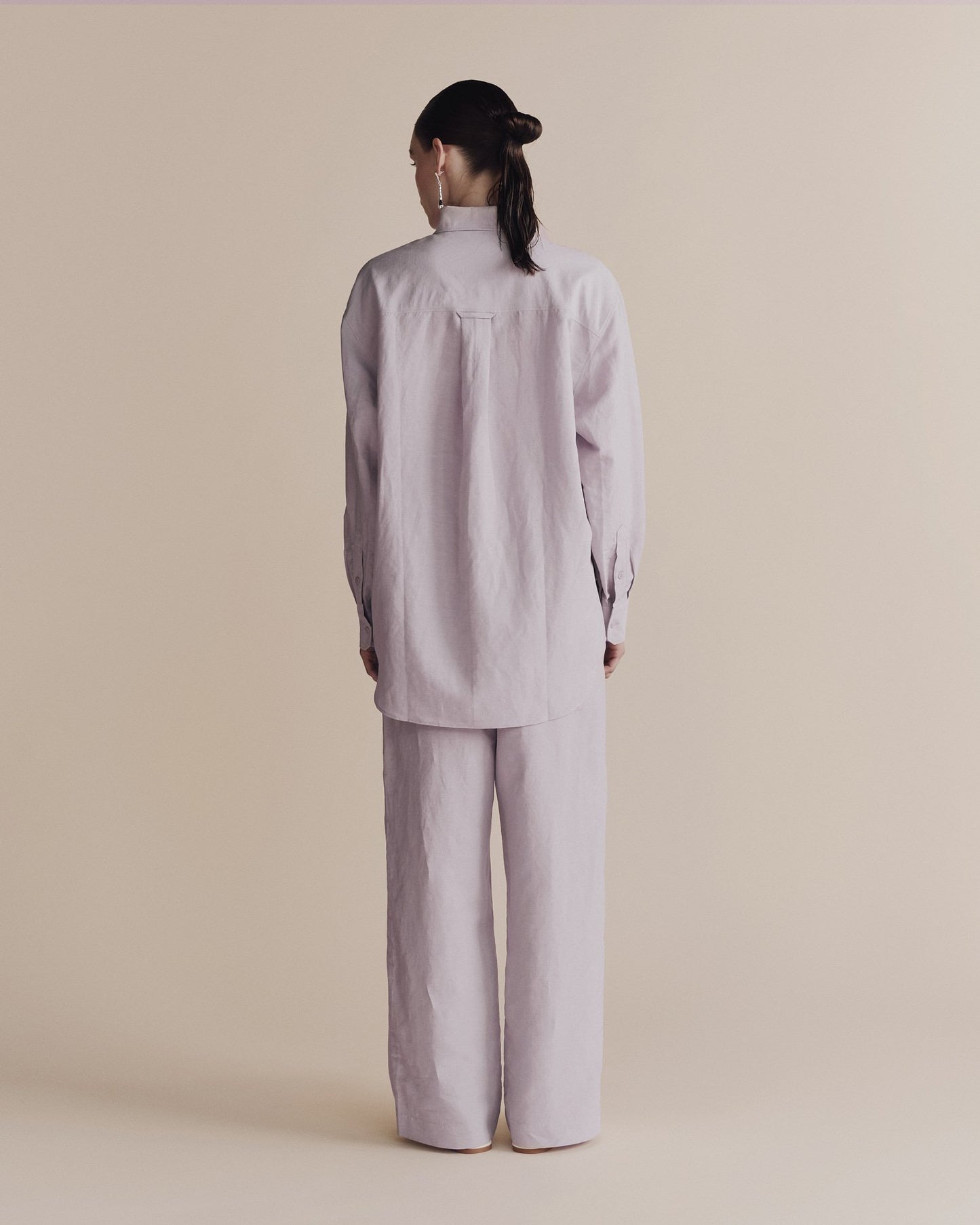 Mijeong Park Silk Linen Oversized Shirt Lilac