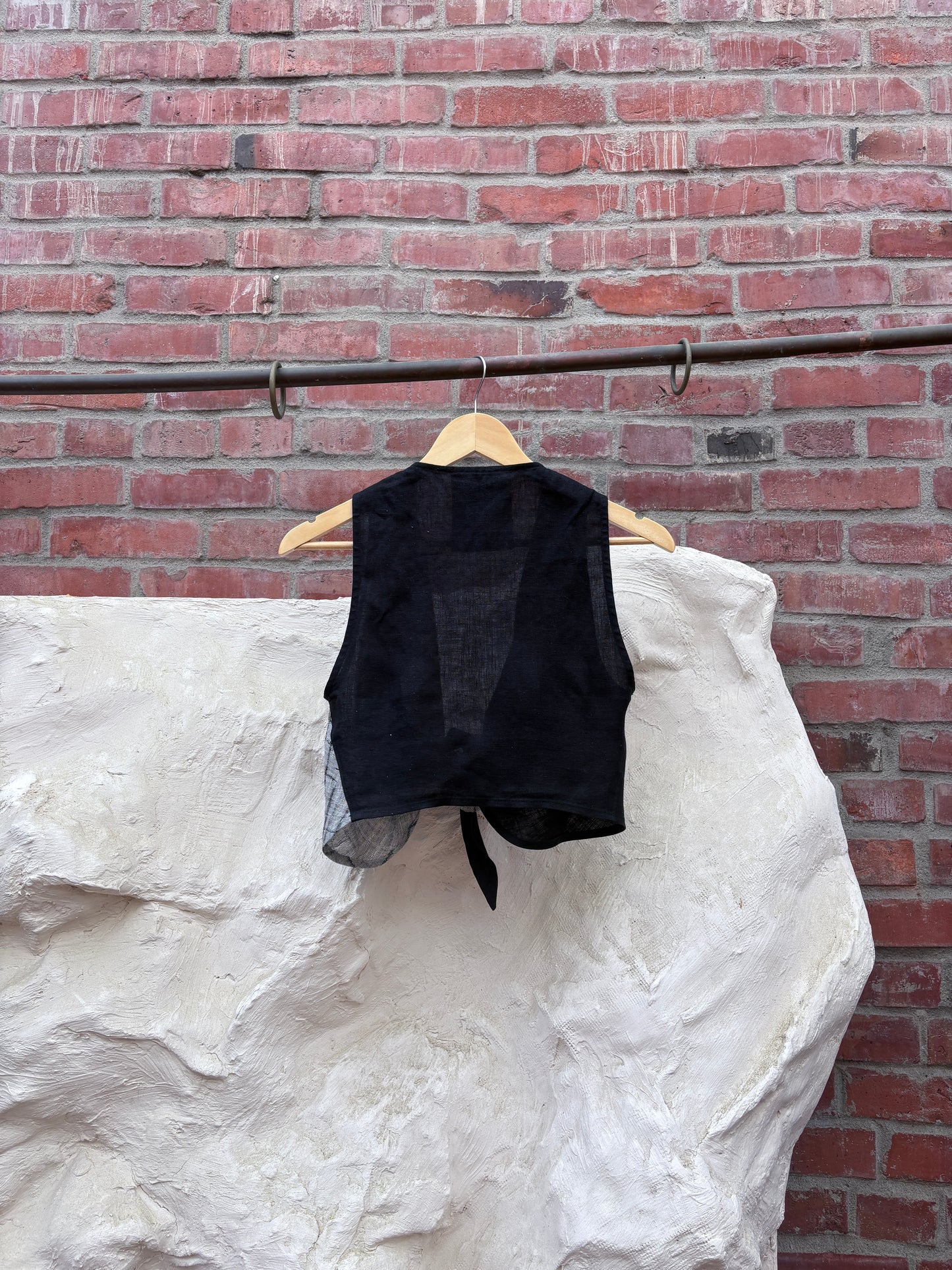 Simon Miller Linen Printed Crop Top Black & Grey