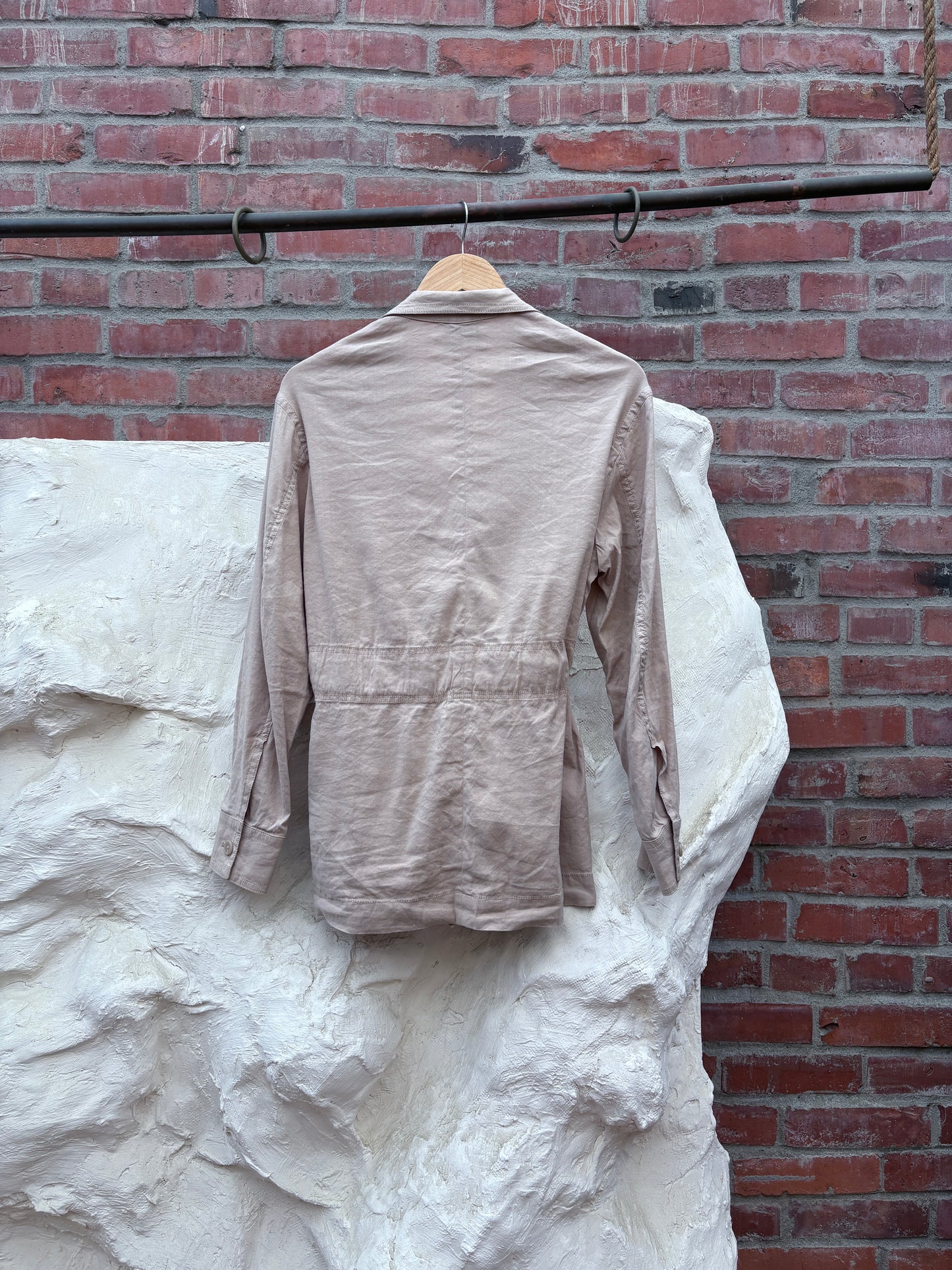 Vince Linen Biker Jacket Neutrals
