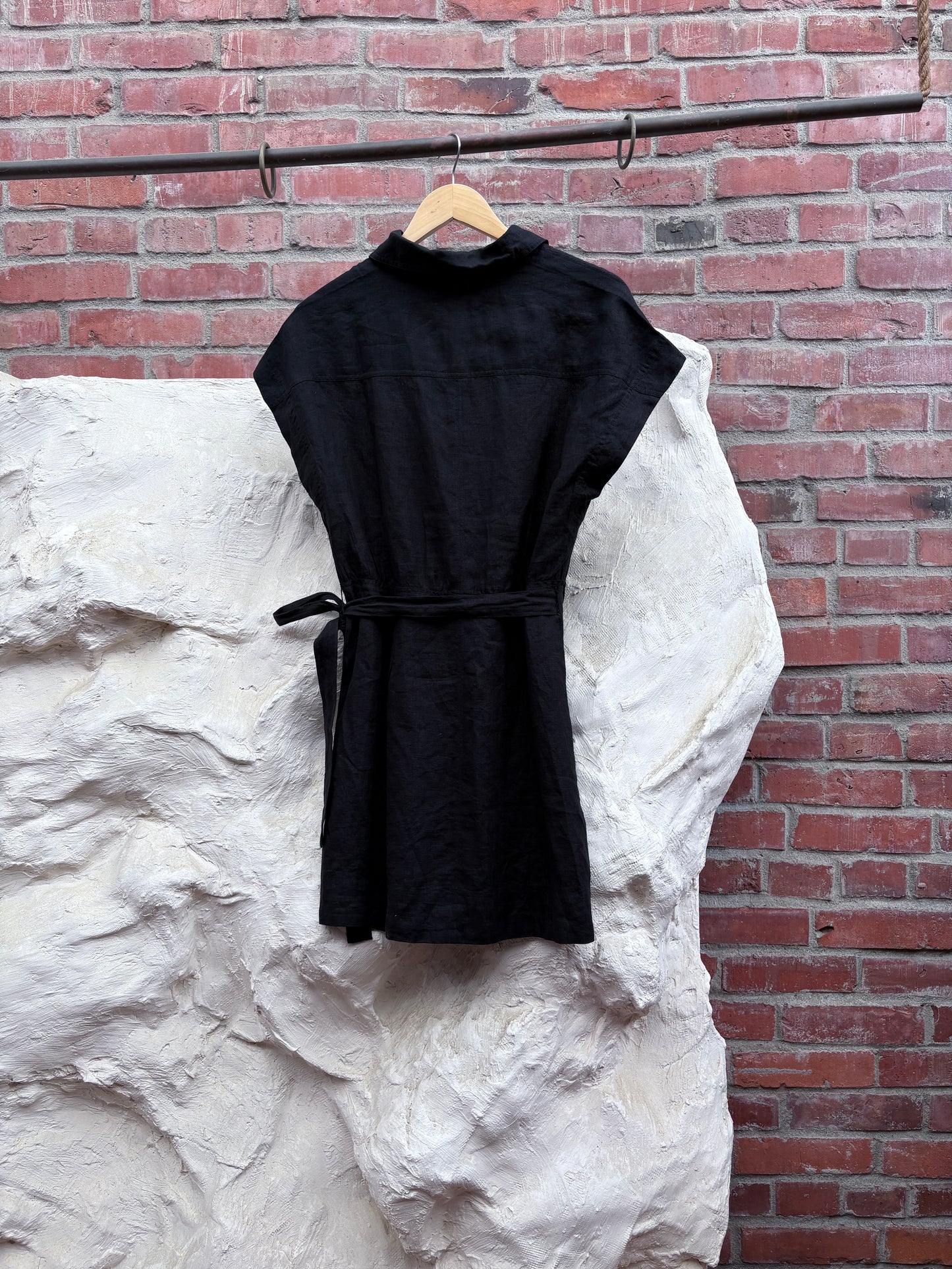 APIECE APART BLACK WRAP DRESS