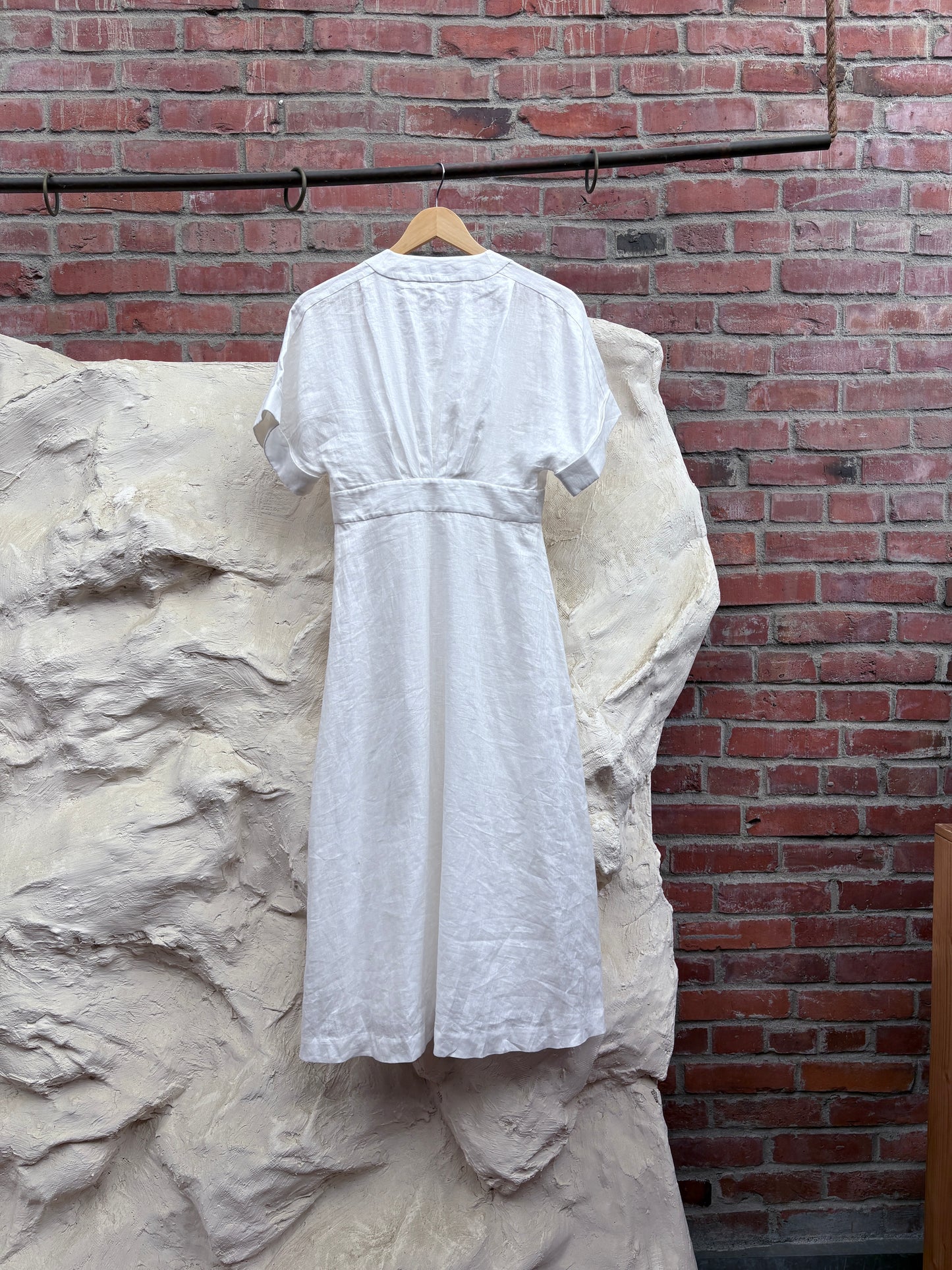 Equipment Linen Midi Length Dress White
