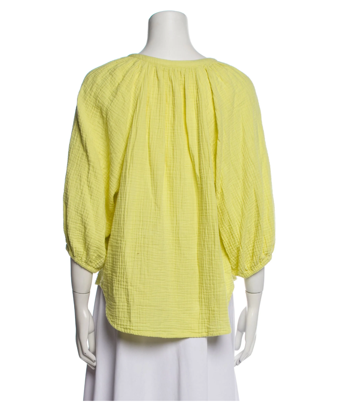Apiece Apart Yellow Plunge Neckline Three-Quarter Sleeve Blouse
