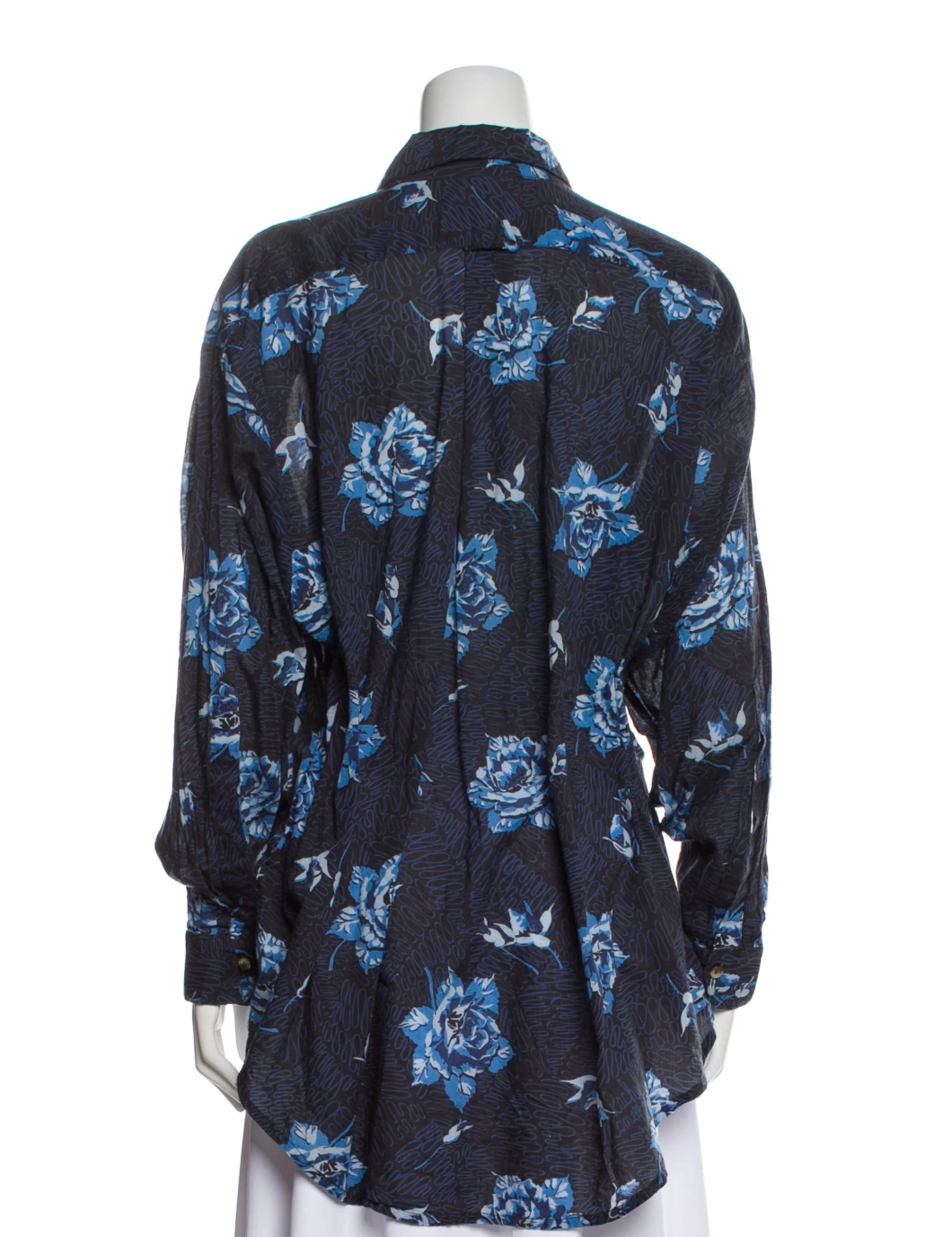 Rachel Comey Floral Print Long Sleeve Tunic Blue
