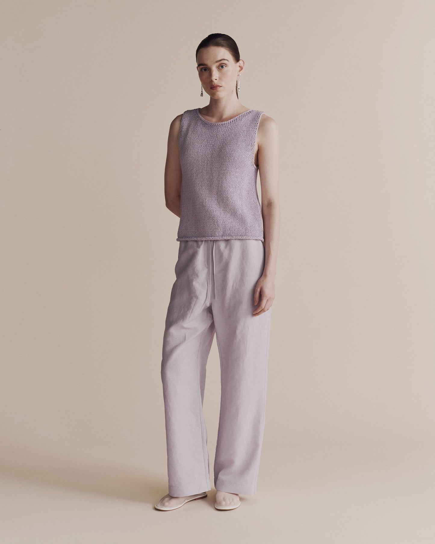 Mijeong Park Silk Linen Drawstring Pants Lilac