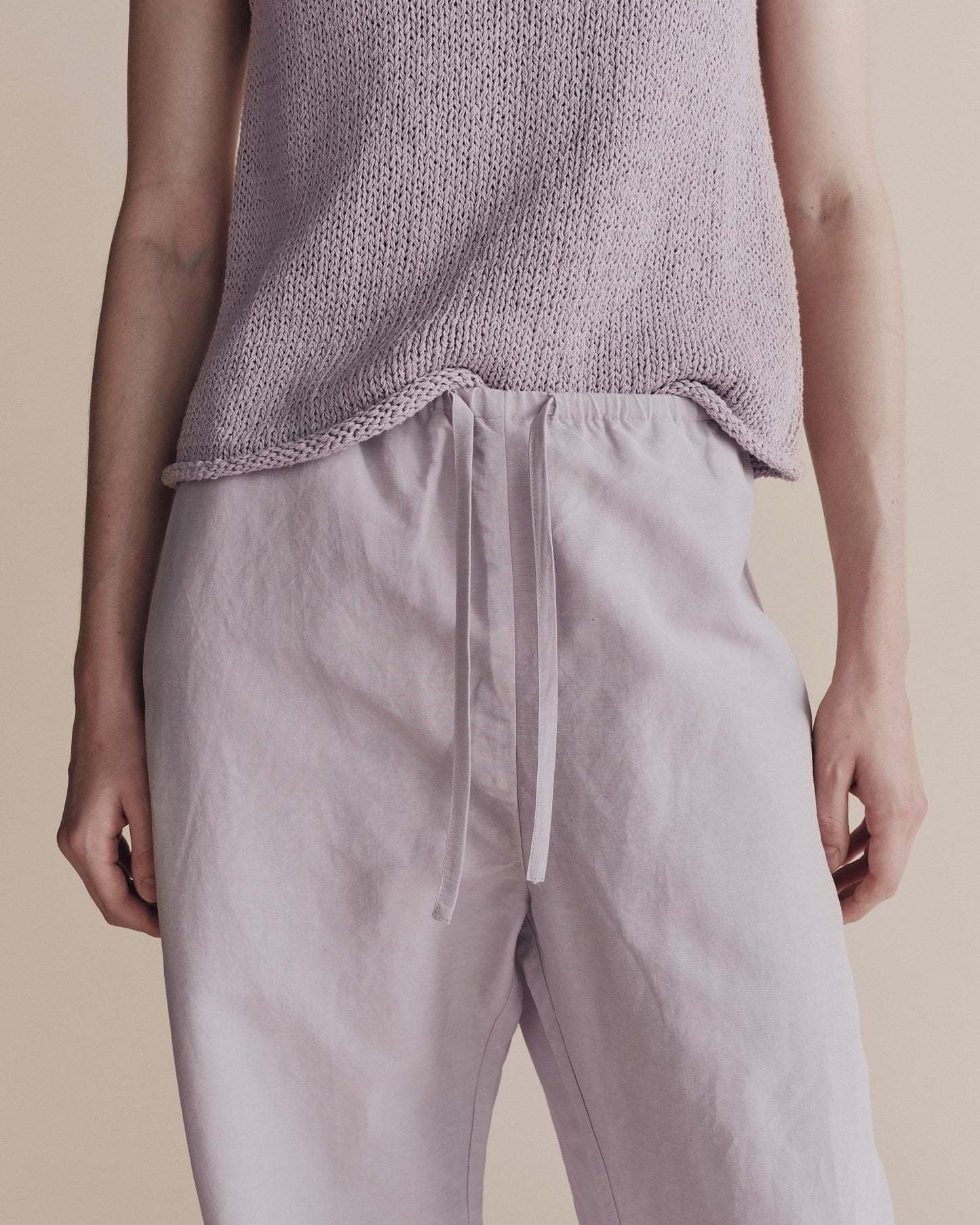 Mijeong Park Silk Linen Drawstring Pants Lilac