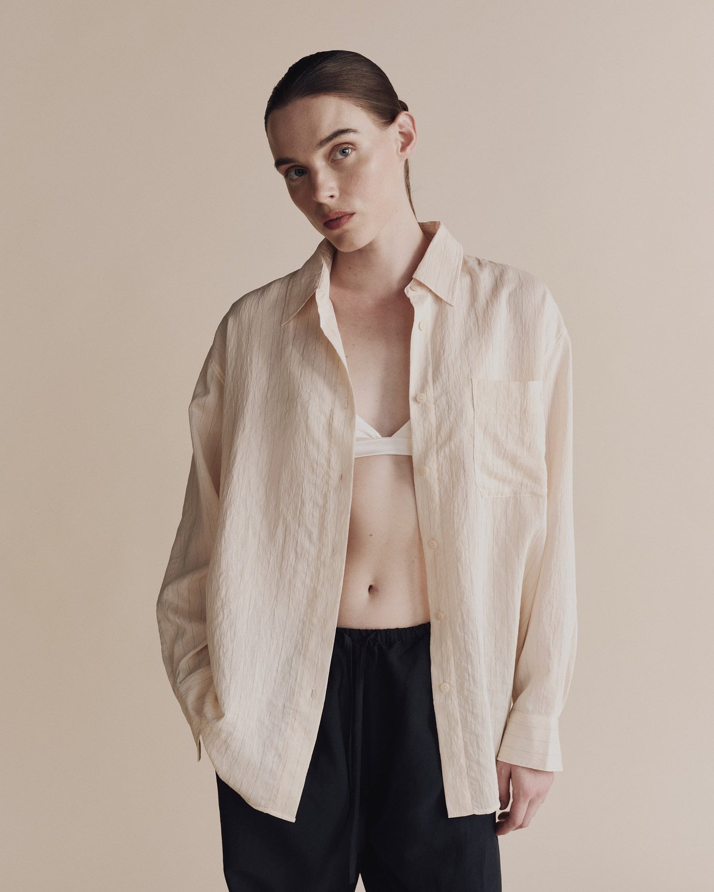 Mijeong Park Stripe Oversized Shirt Cream