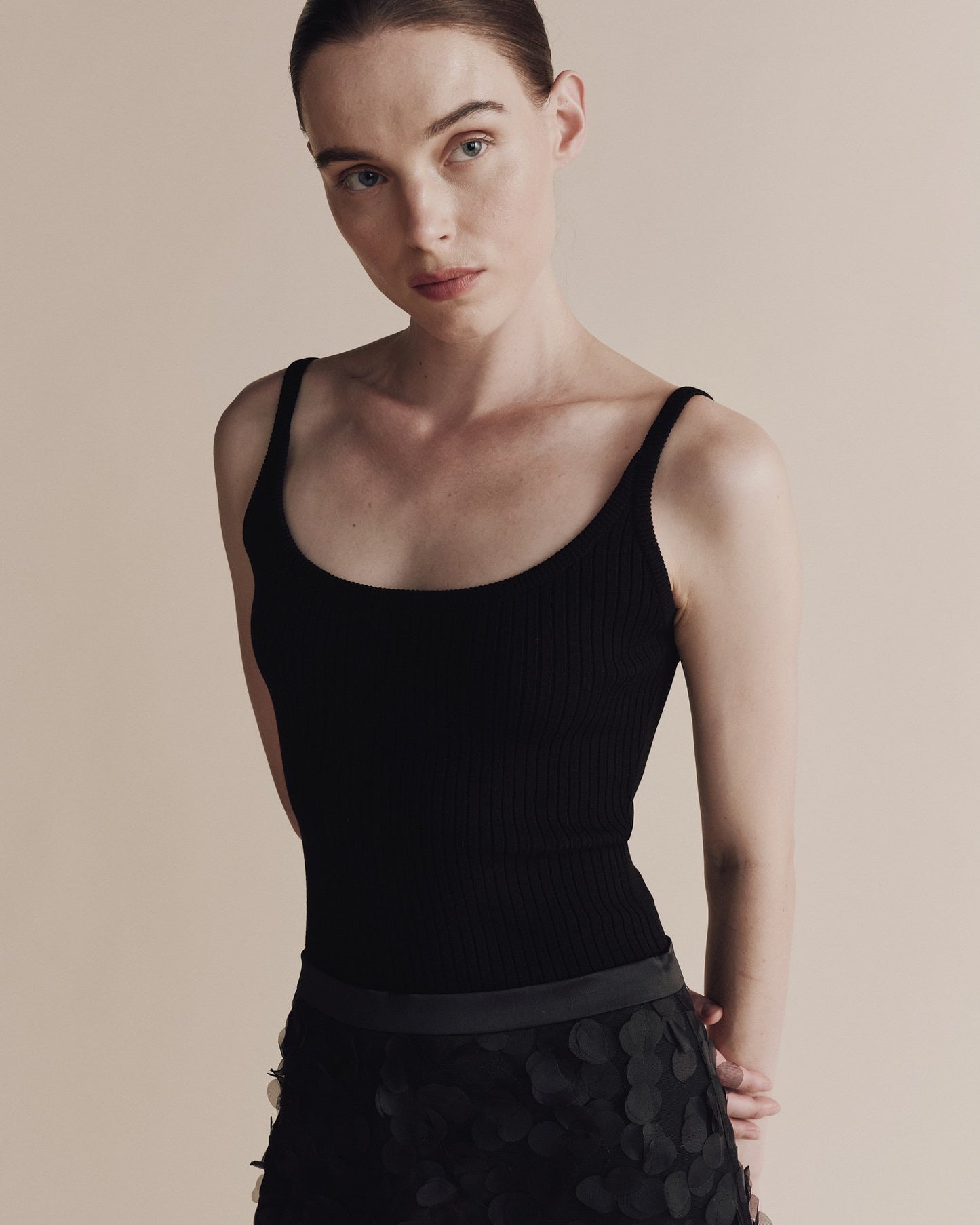 Mijeong Park Ribbed Knit Tank Black