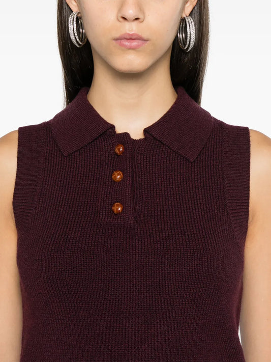 REMAIN Birger Christensen Knitted Polo Top Port Royale
