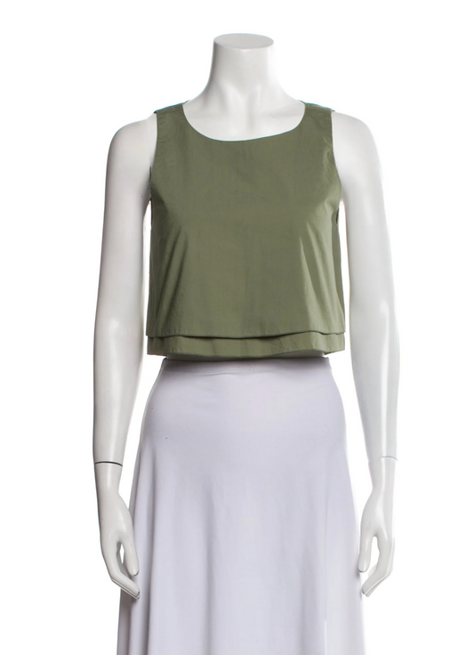 Apiece Apart Scoop Neck Sleeveless Crop Top Green