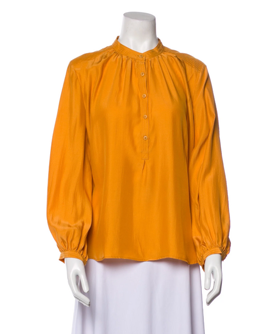 Apiece Apart Silk Mock Neck Blouse Orange