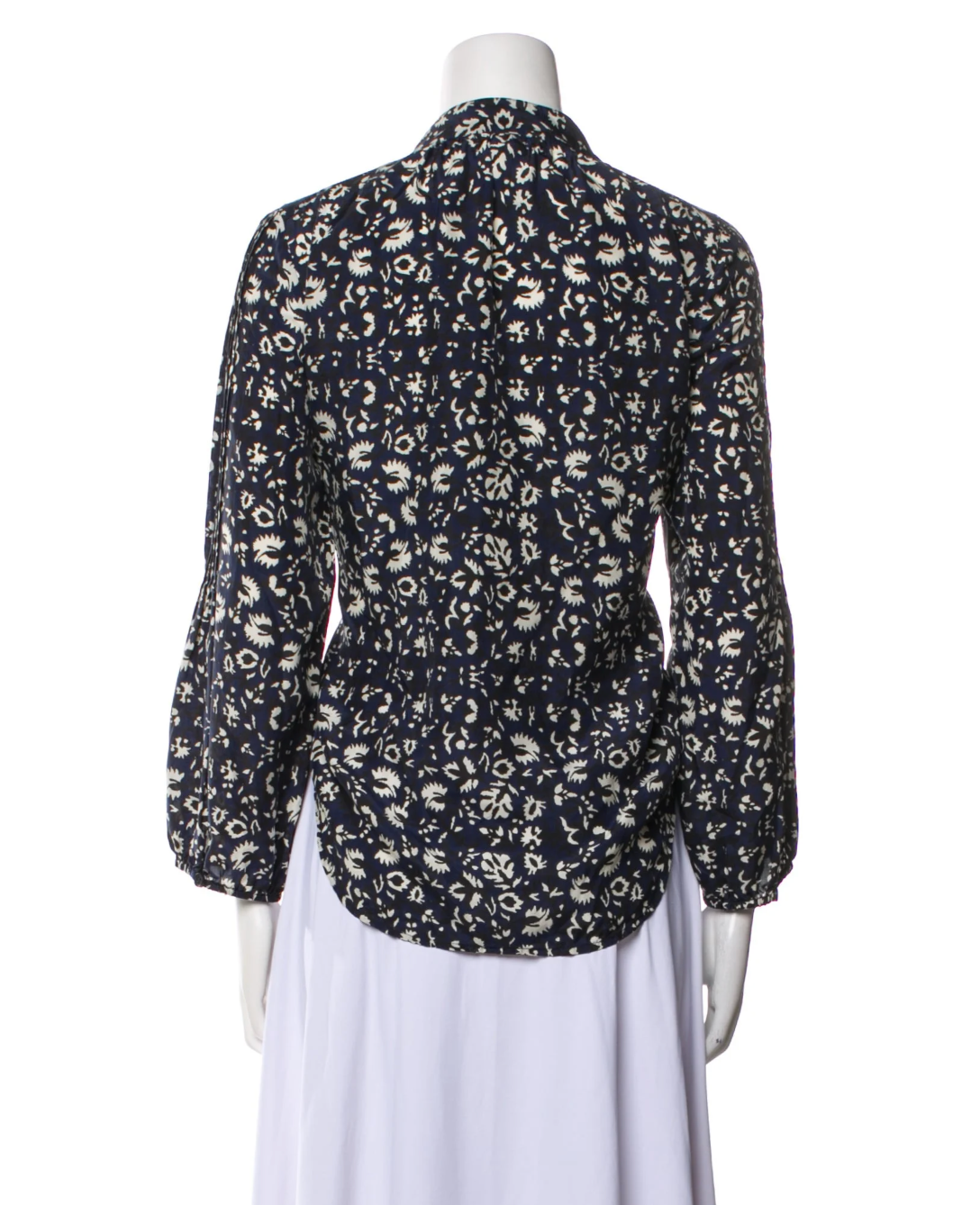 Apiece Apart Silk Printed Blouse Blue