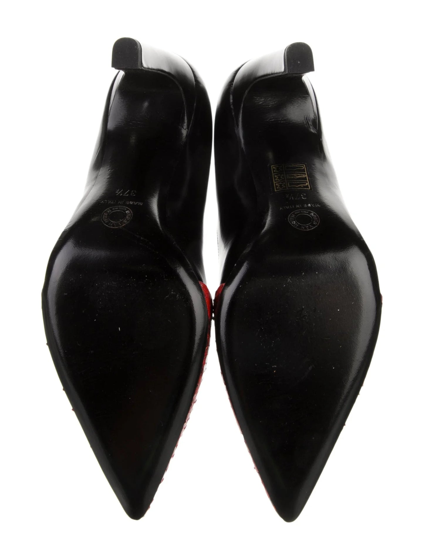 Dries Van Noten Snakeskin Animal Print Pumps Black & Red