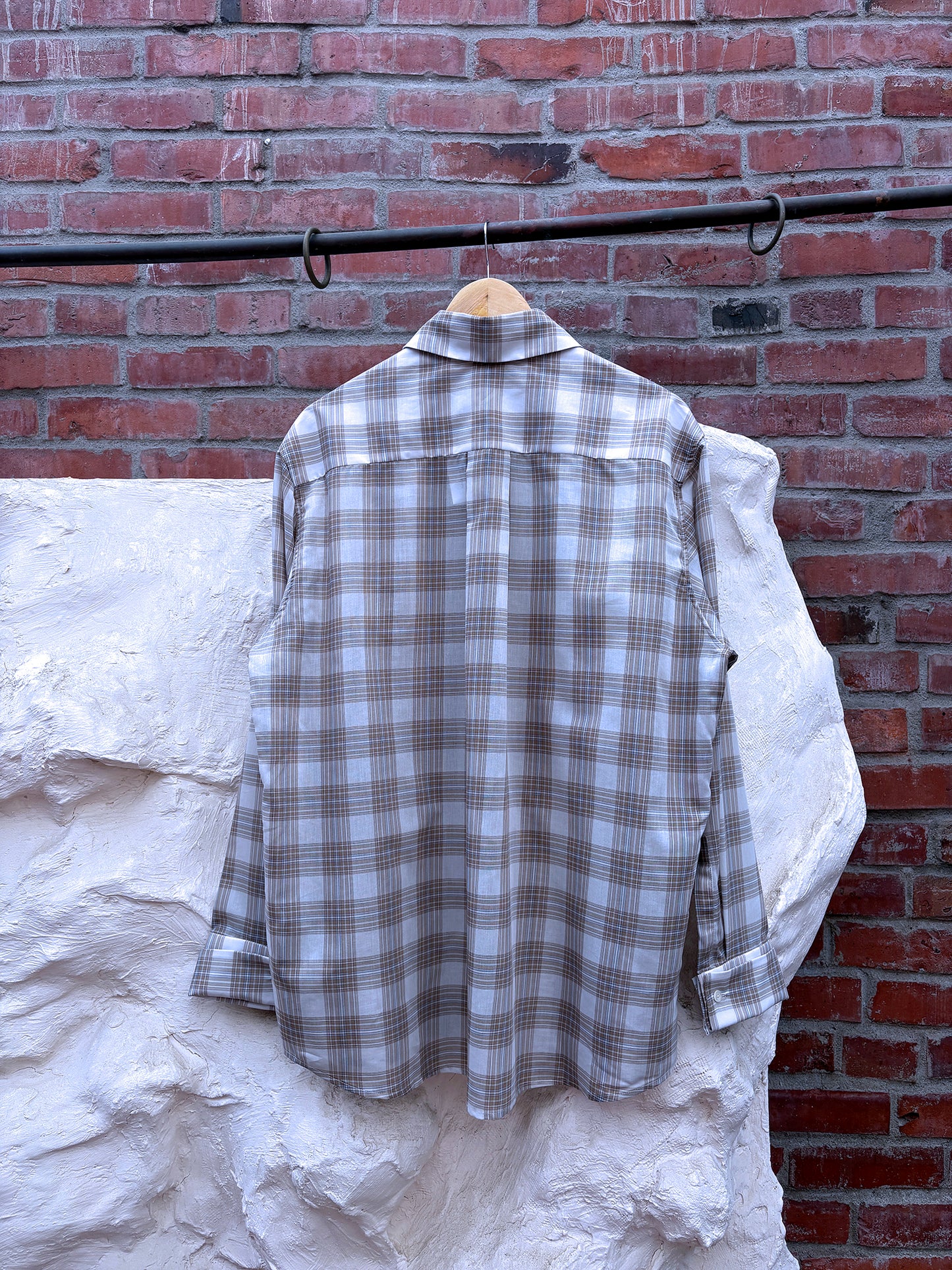 Kallmeyer Chloé Bib Button Down Beige Plaid