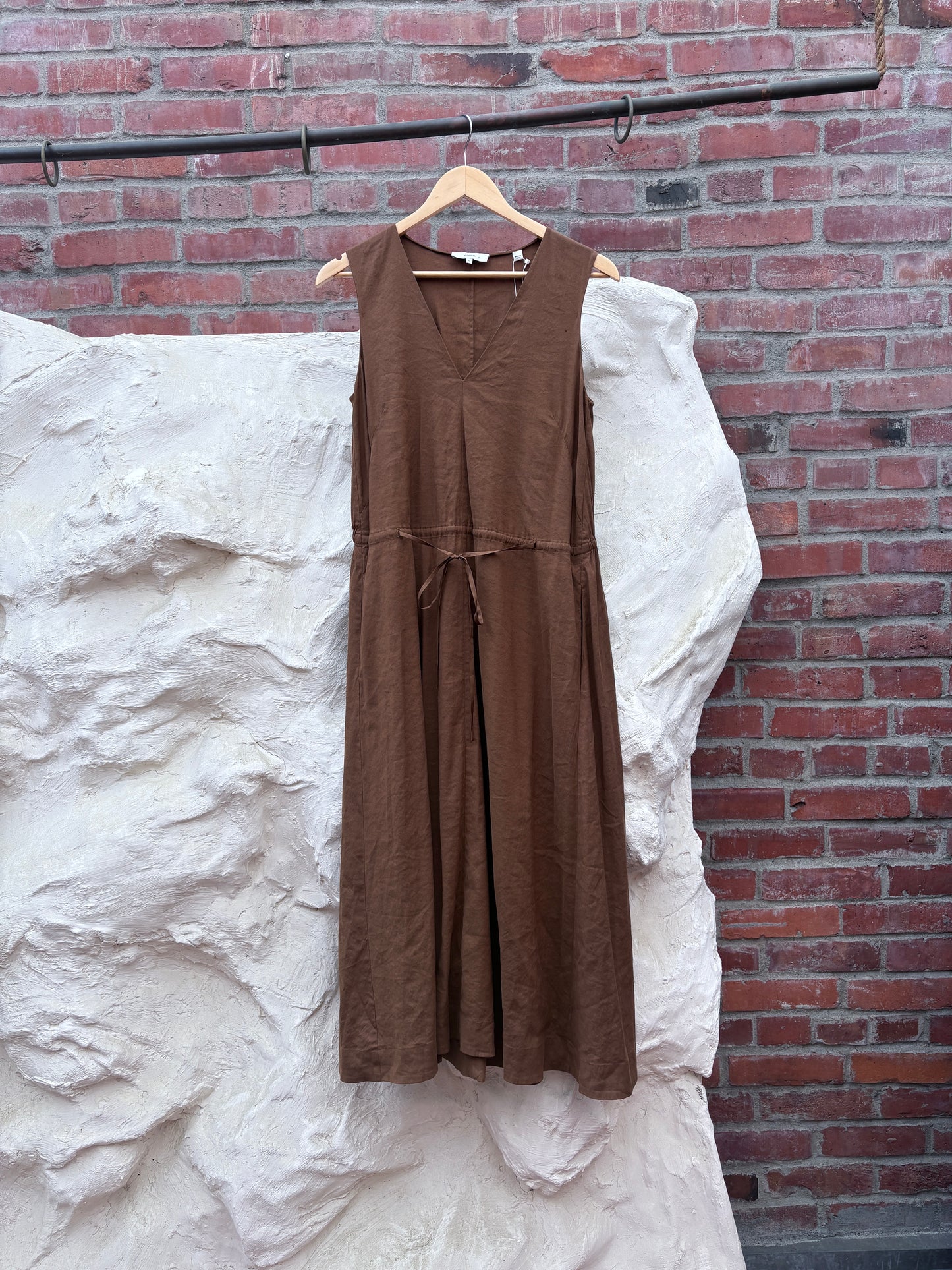 Vince Linen Long Dress Brown