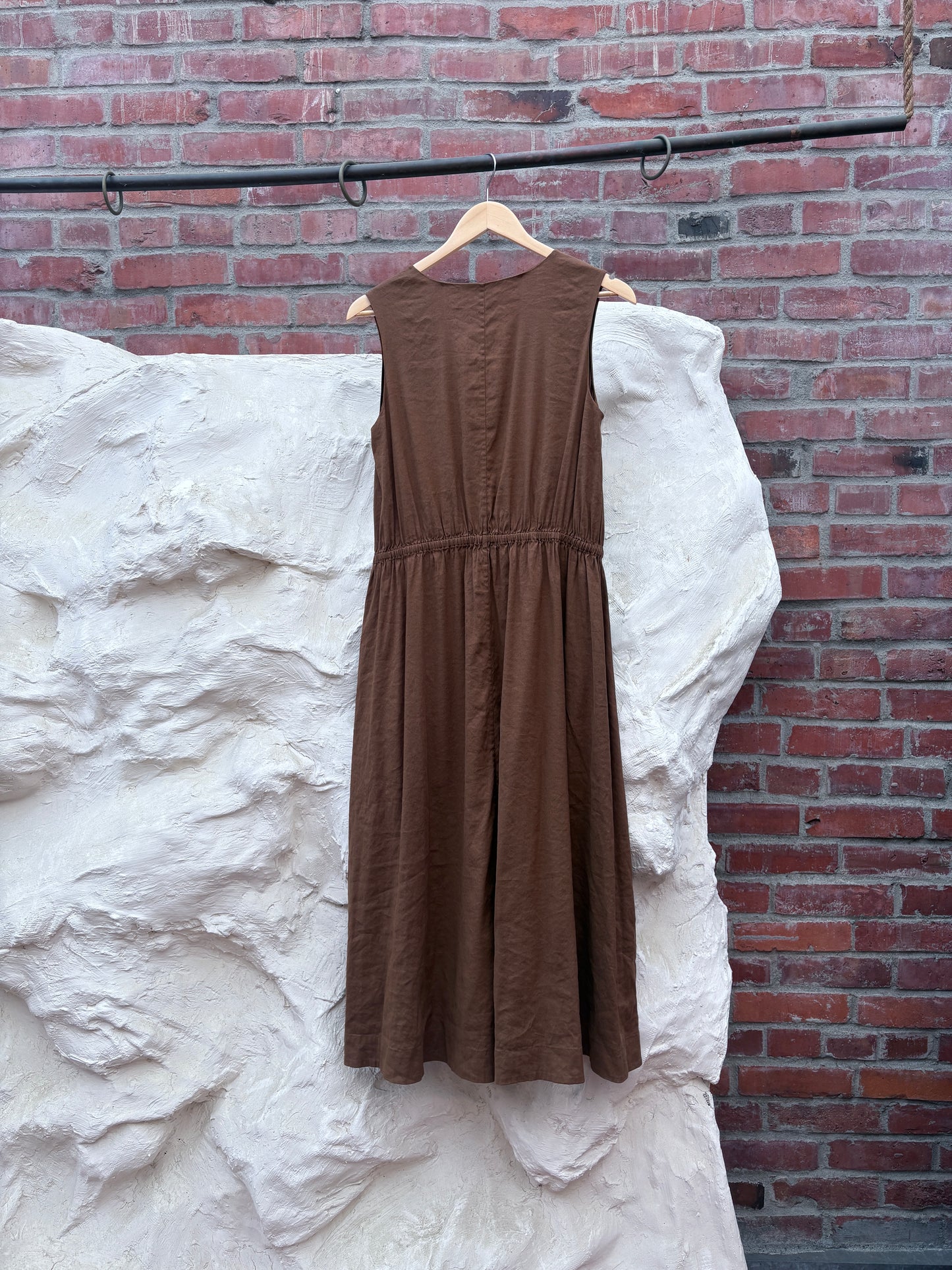 Vince Linen Long Dress Brown