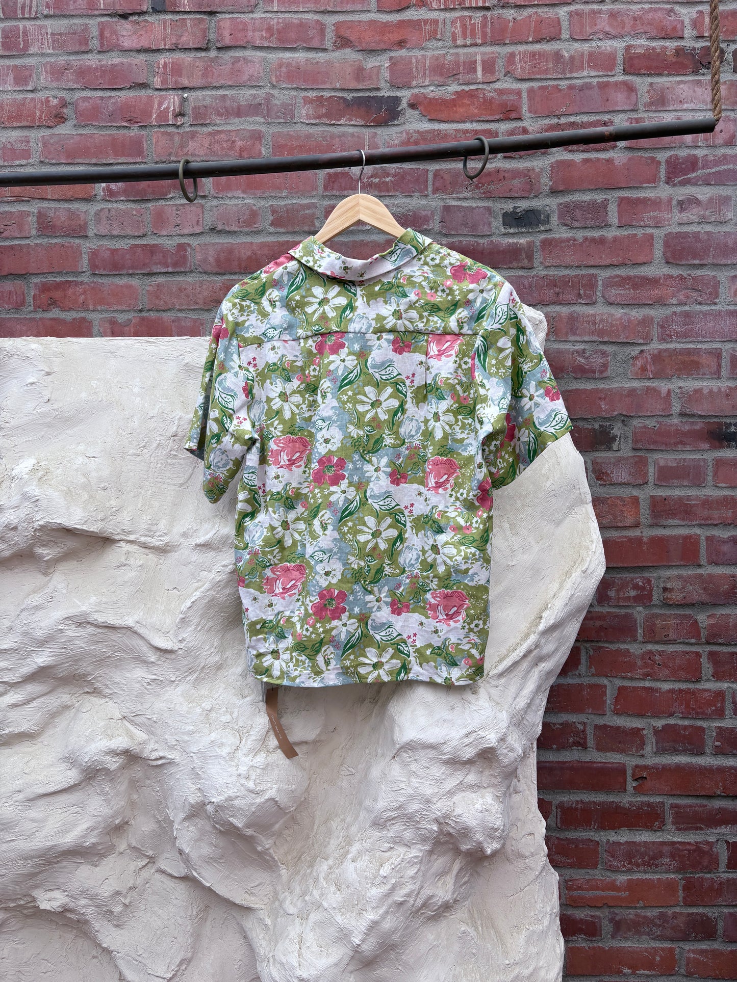 Reformation Linen Floral Print Button-Up Top