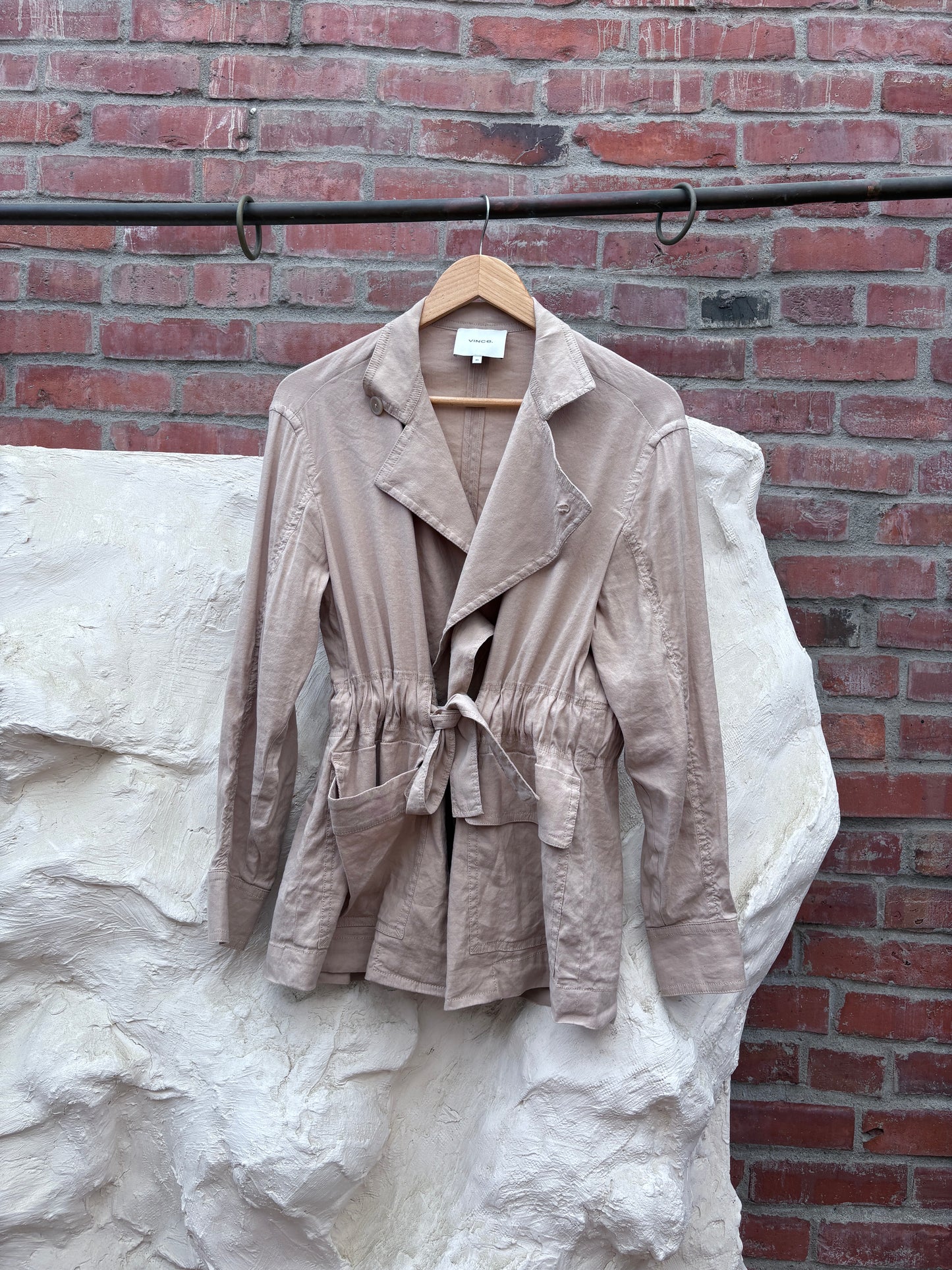 Vince Linen Biker Jacket Neutrals