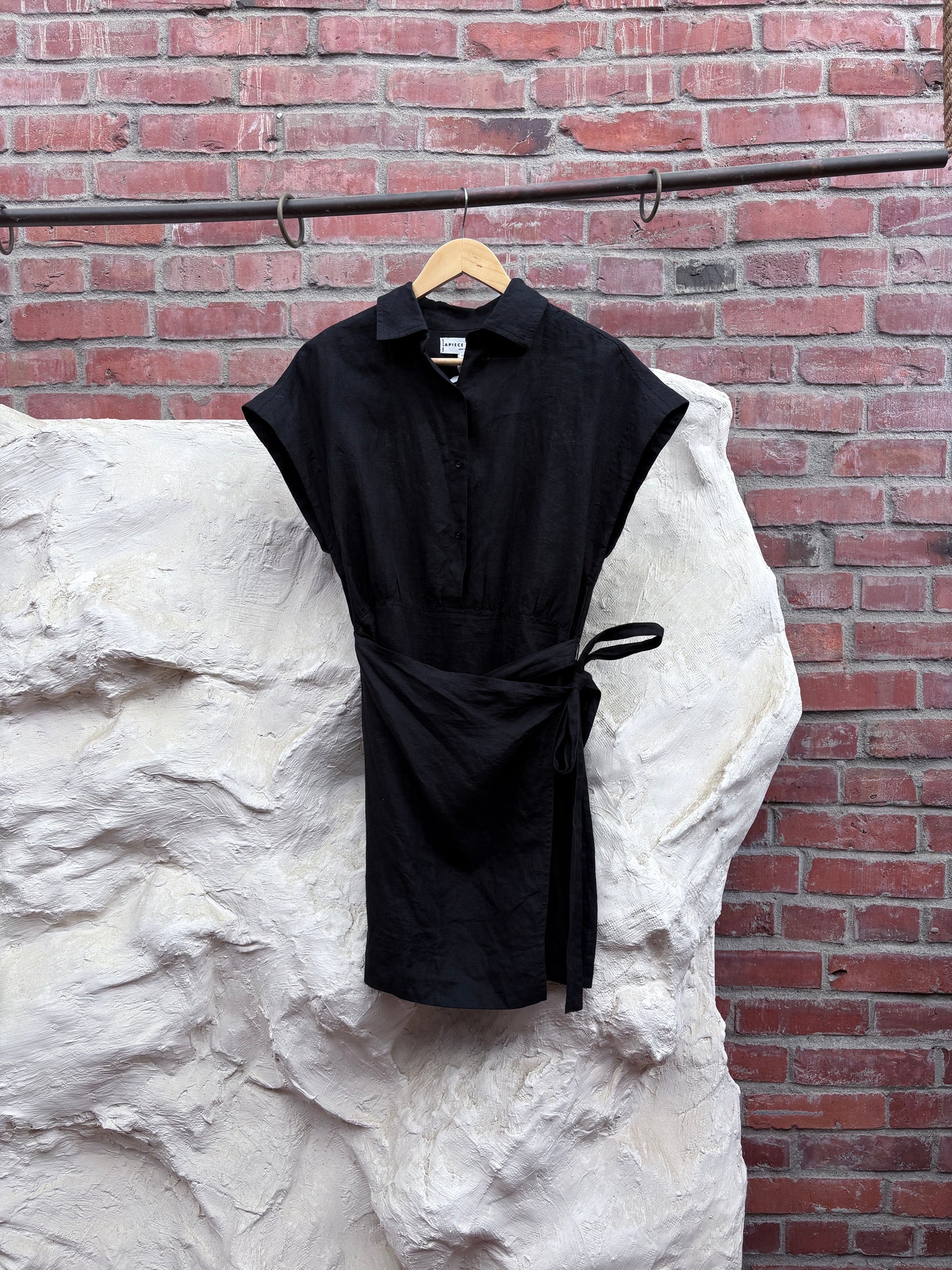 APIECE APART BLACK WRAP DRESS