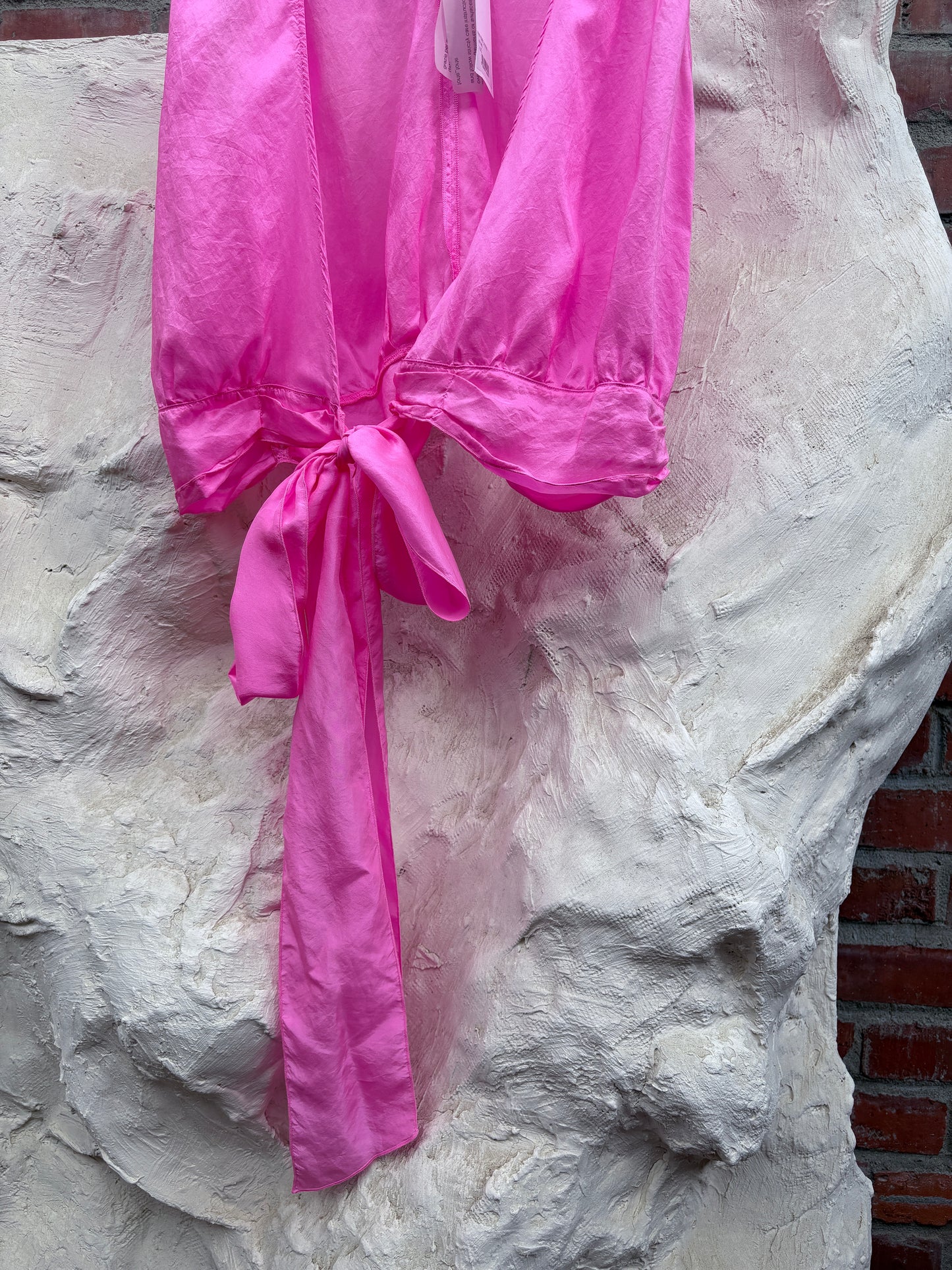 Forte Forte Silk V-Neck Crop Top Pink