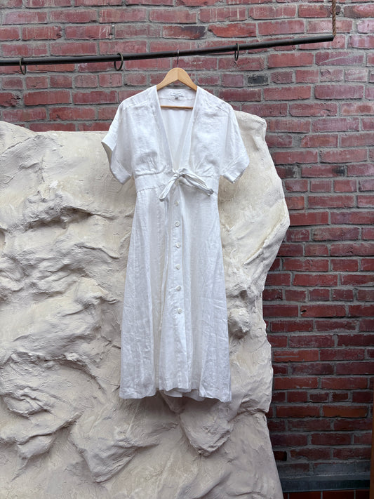 Equipment Linen Midi Length Dress White