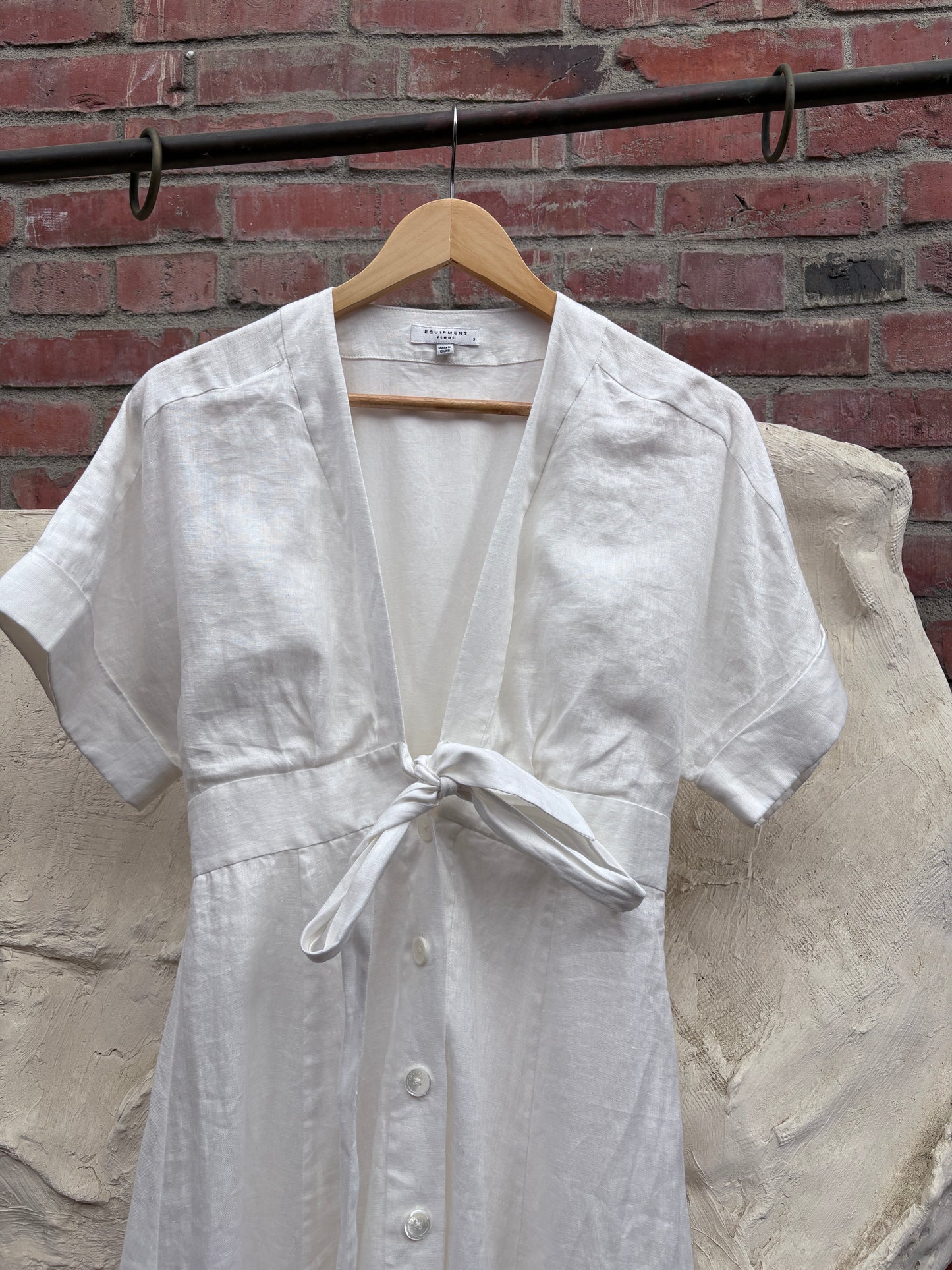 Equipment Linen Midi Length Dress White