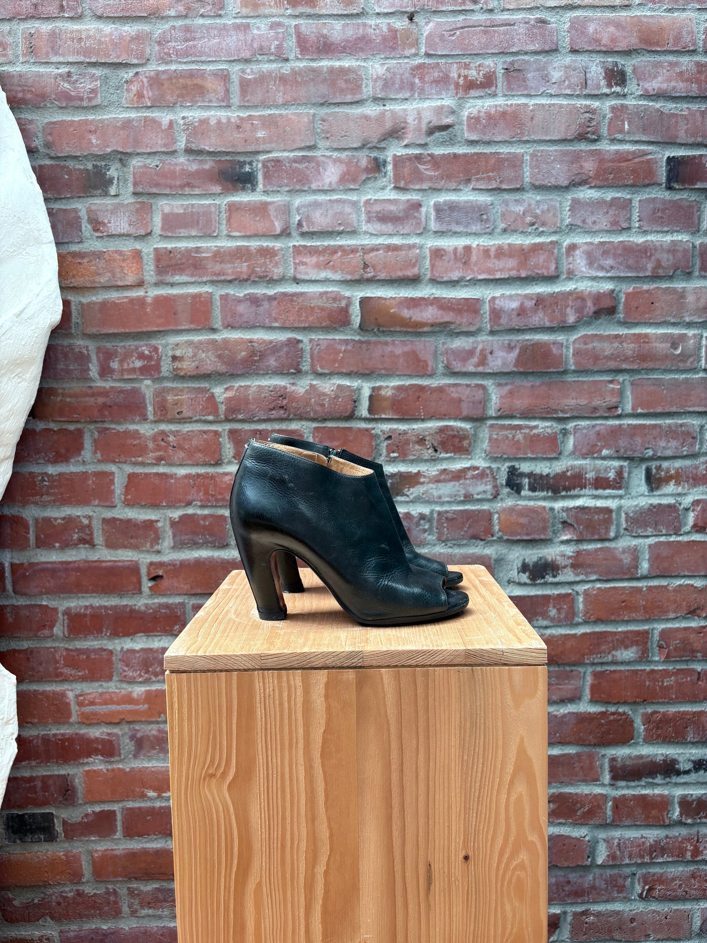 MARGIELA BLACK PEEPTOE BOOTIE