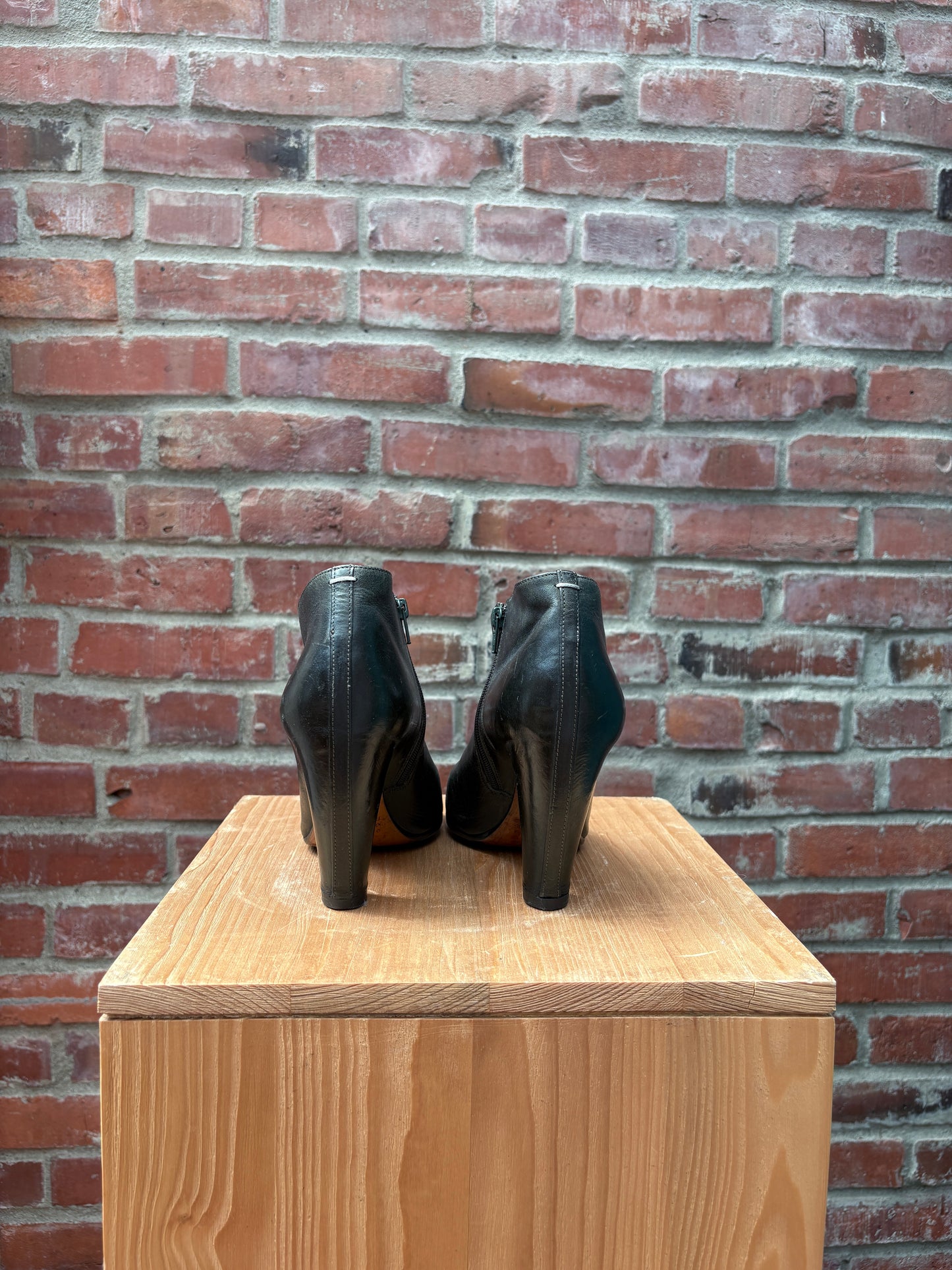 MARGIELA BLACK PEEPTOE BOOTIE