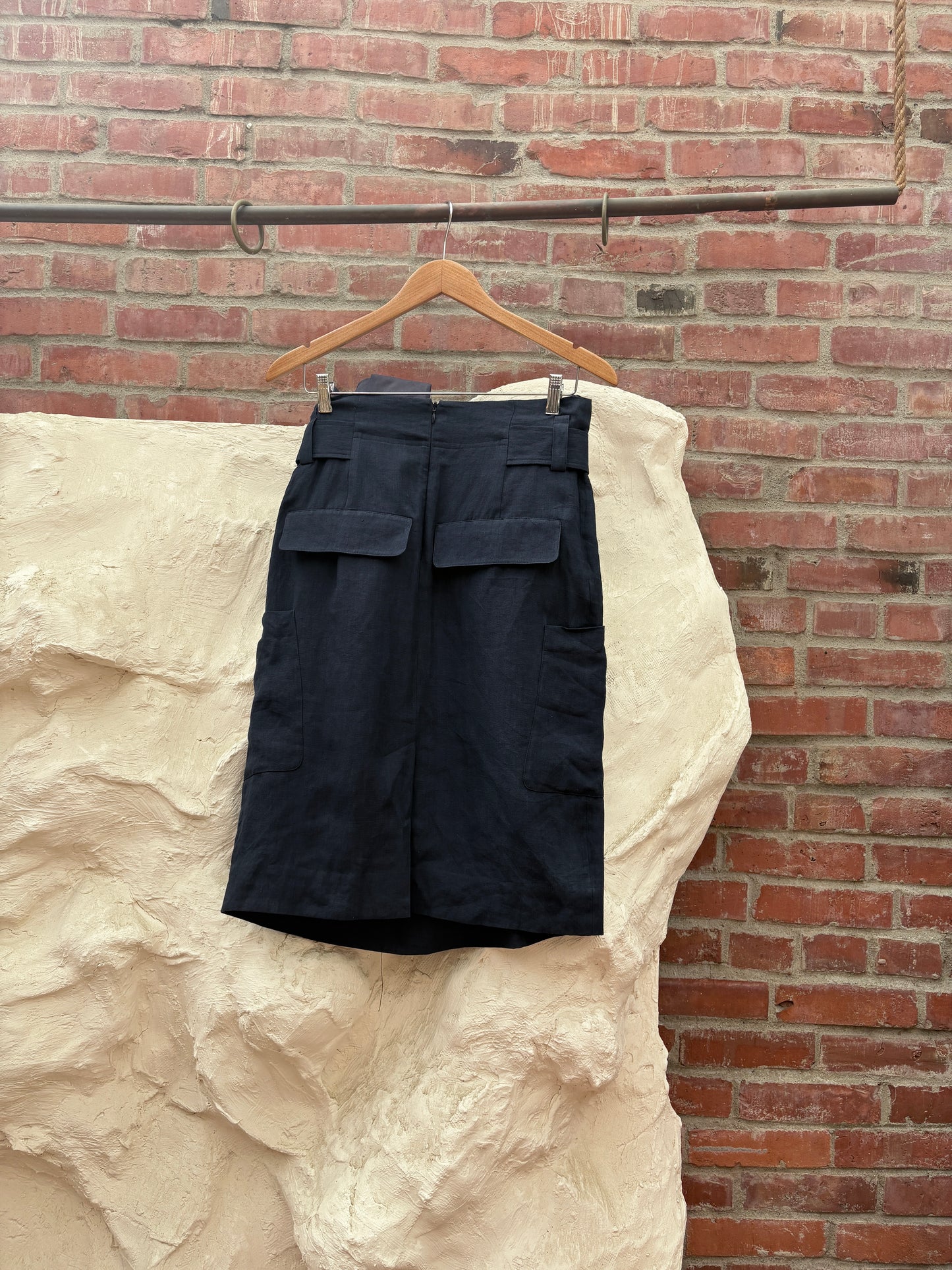 Tibi Linen Knee-Length Skirt Blue