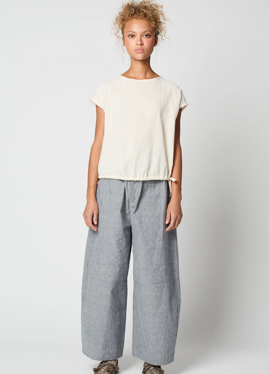 Atelier Delphine Slip on Blouse Cap Sleeve Kinari