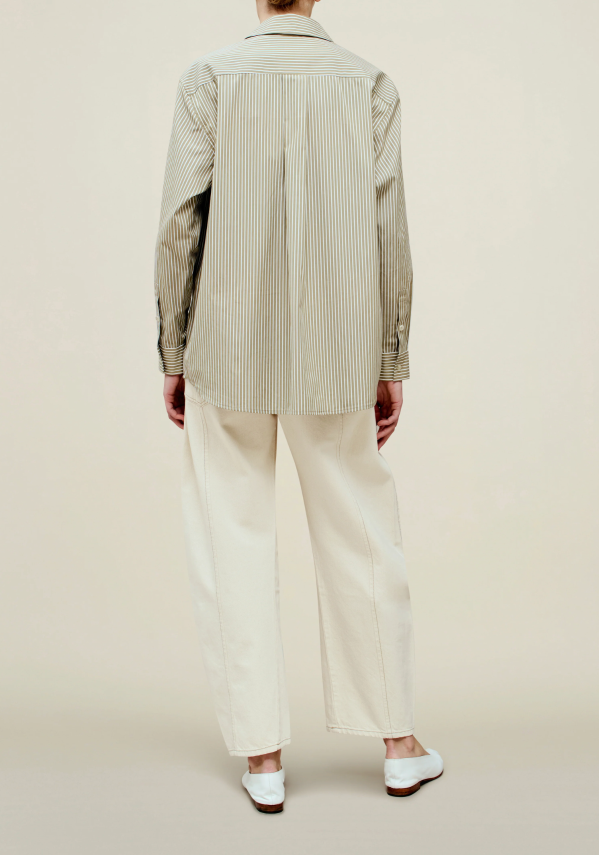 Kallmeyer Signature Button Down  Taupe/White Stripe