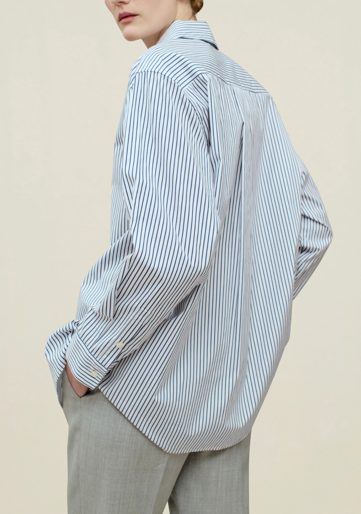 Kallmeyer Signature Button Down  Navy/White Stripe