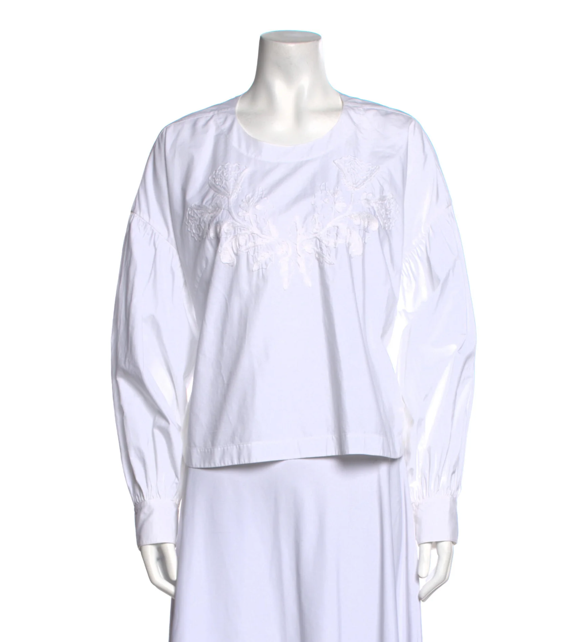 Rachel Comey White Crew Neck Long Sleeve Blouse