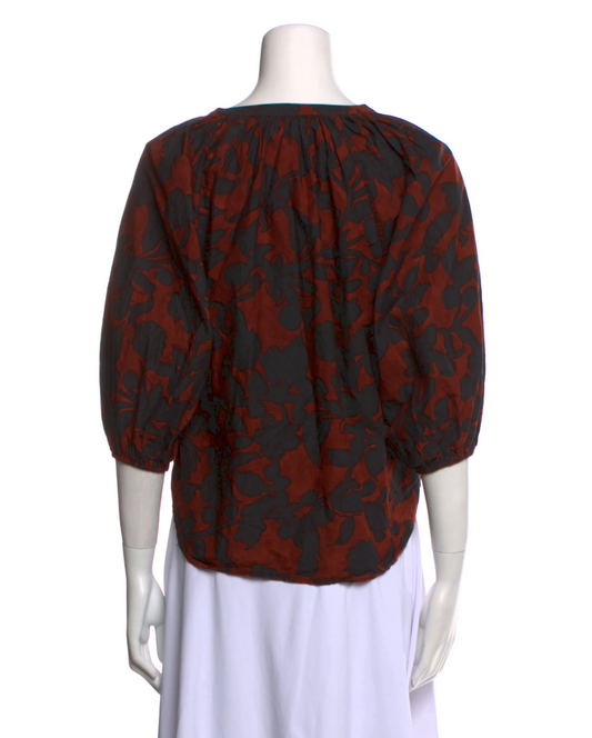 Apiece Apart Printed V-Neck Button-Up Top