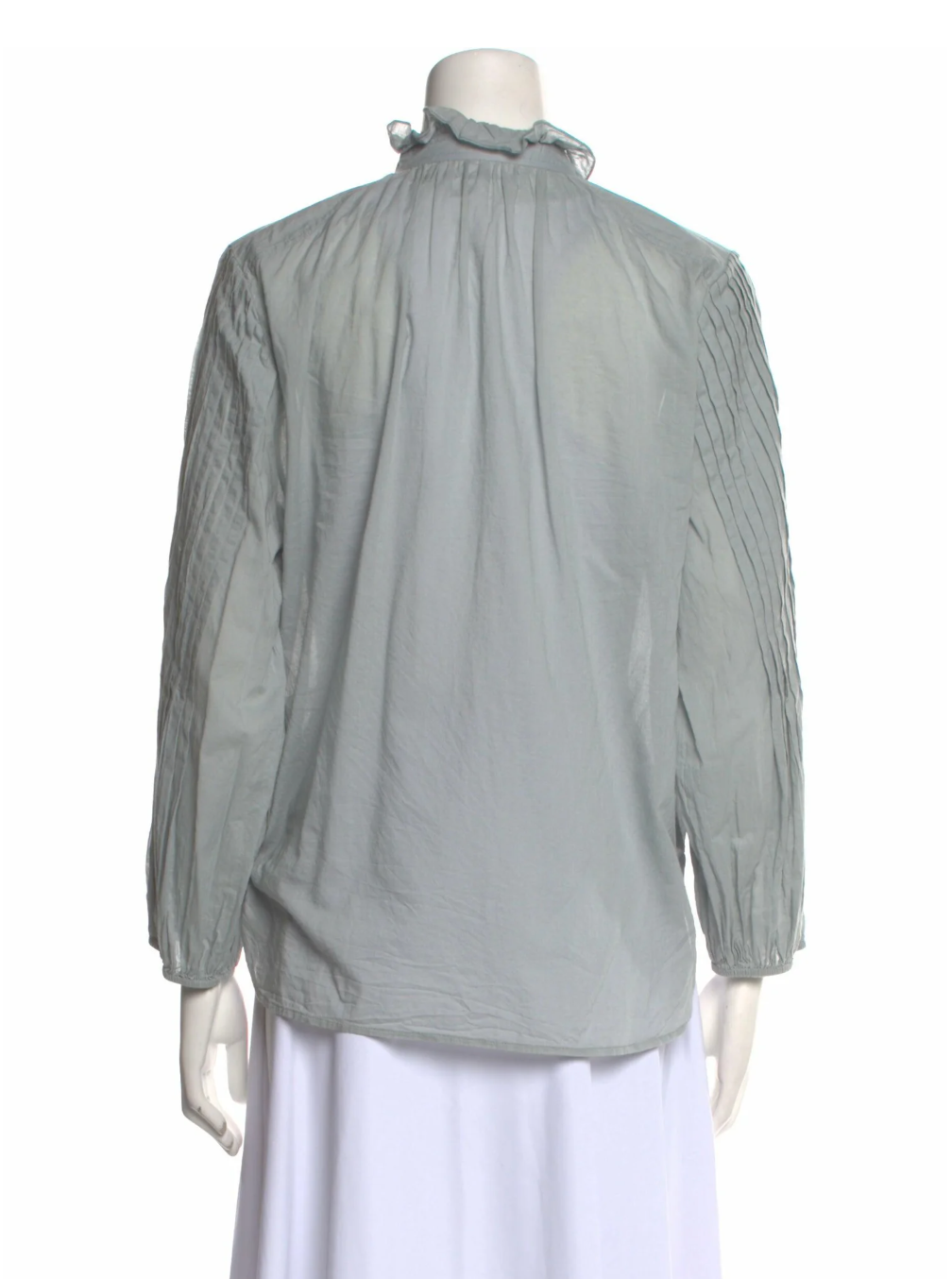 Apiece Apart Blue Mock Neck Three-Quarter Sleeve Blouse