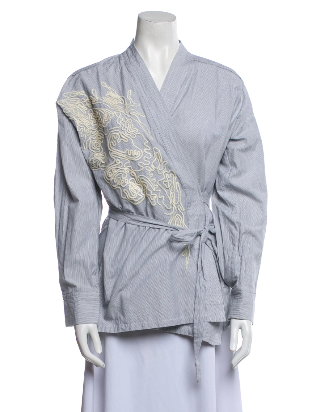 Rachel Comey Striped V-Neck Button-Up Top