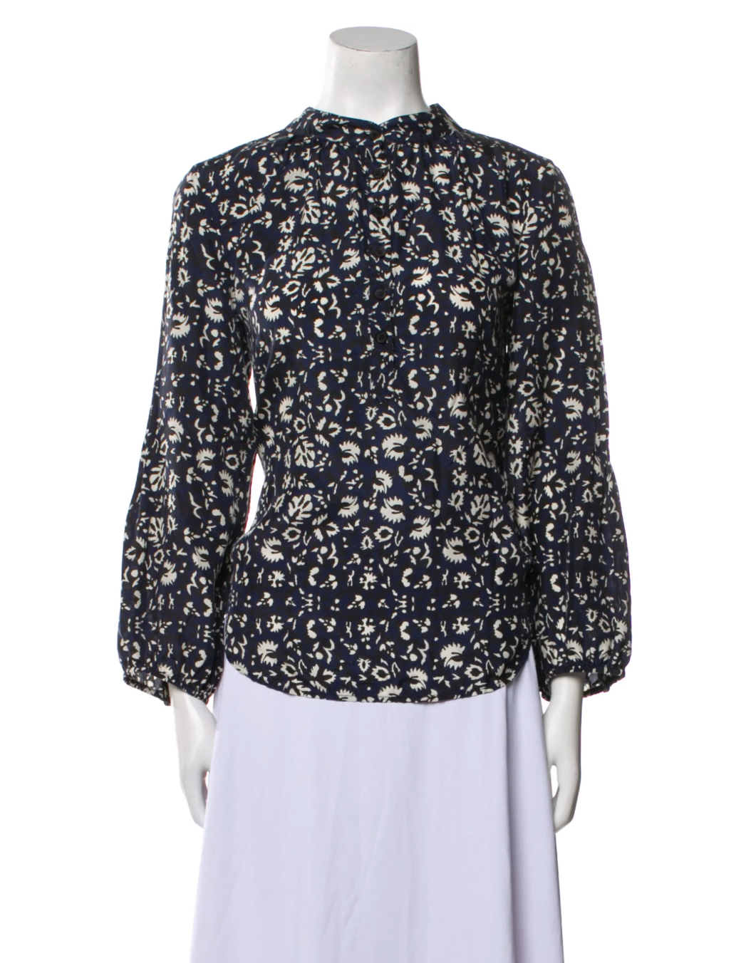 Apiece Apart Silk Printed Blouse Blue