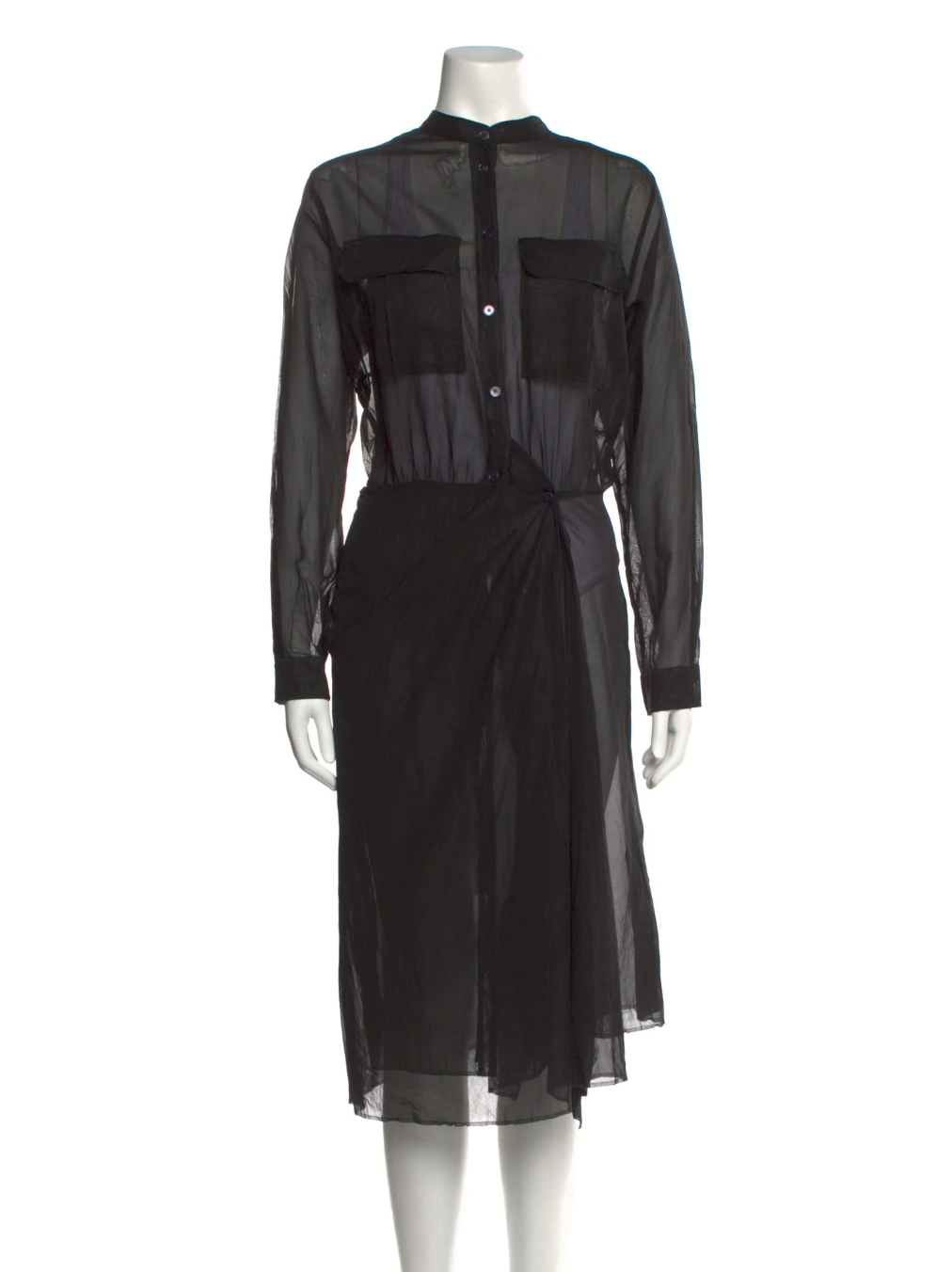 Acne Studios Mock Neck Midi Length Dress Black