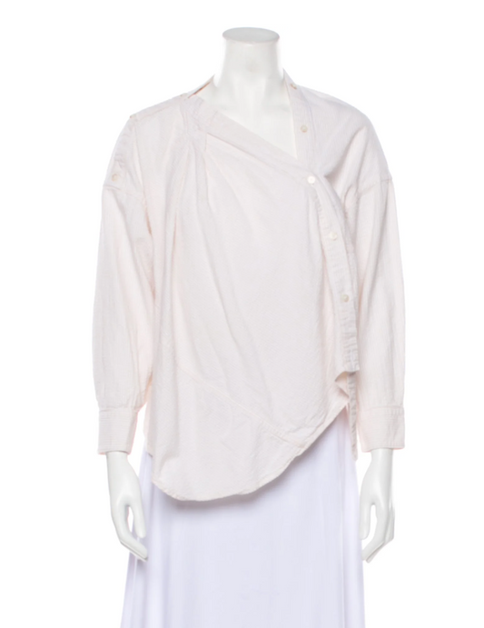 Rachel Comey Mock Neck Three-Quarter Sleeve Button-Up Top