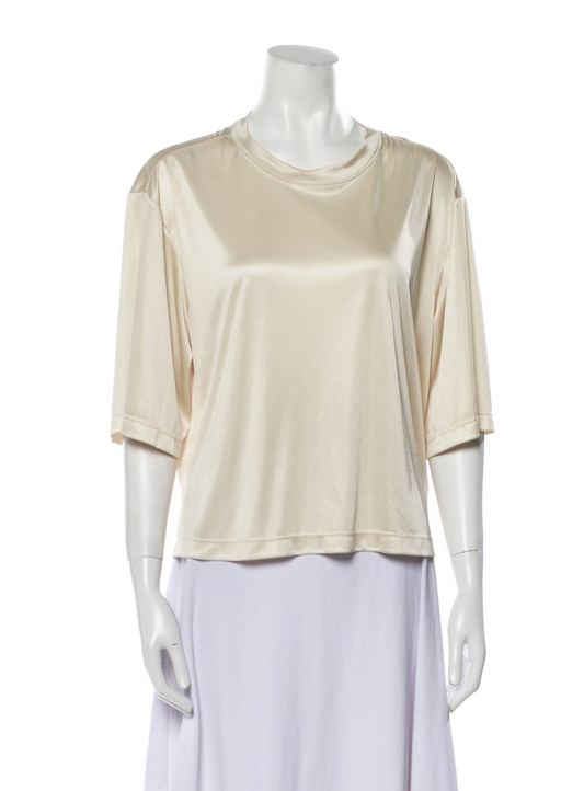 Rachel Comey Scoop Neck Three-Quarter Sleeve Blouse Gold