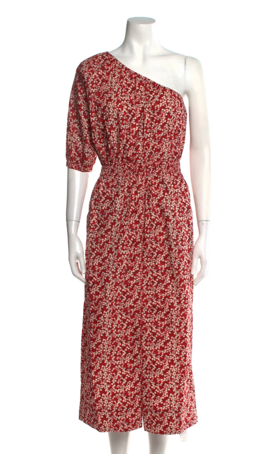 Apiece Apart Floral Print Midi Length Dress Red