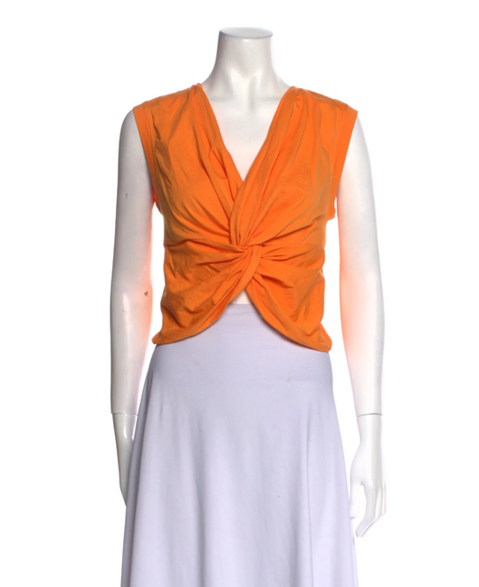 Forte Forte V-Neck Sleeveless Crop Top Orange
