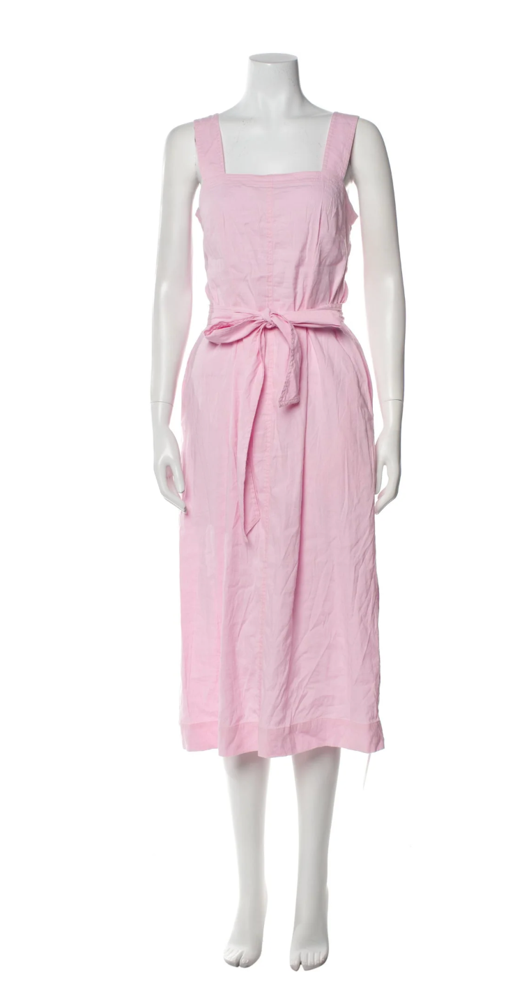 Vince Linen Midi Length Dress Pink