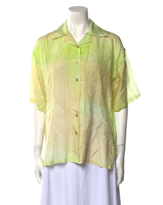 Acne Studios Silk Printed Button-Up Top Yellow