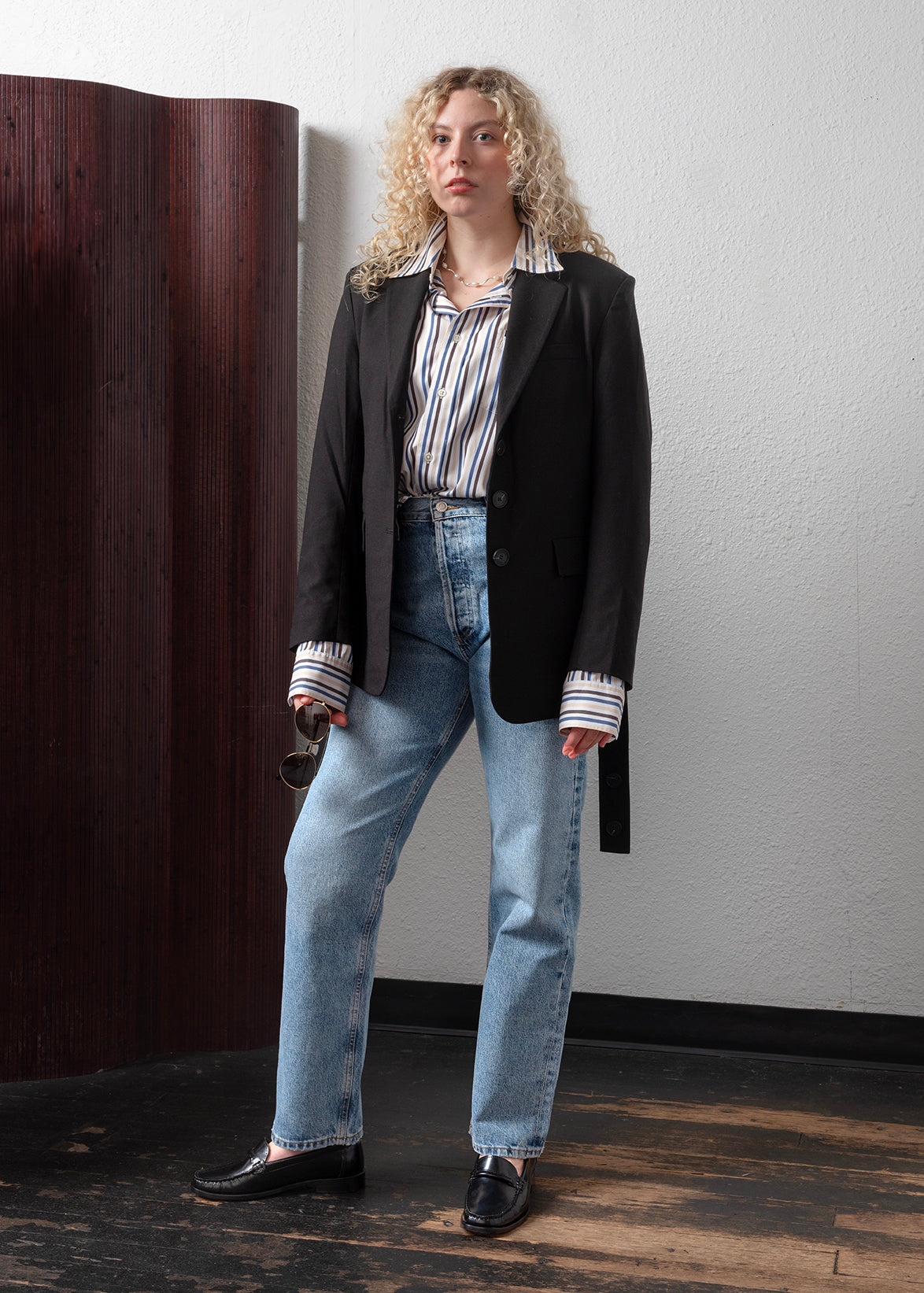 Vtg Striped Cotton Blouse