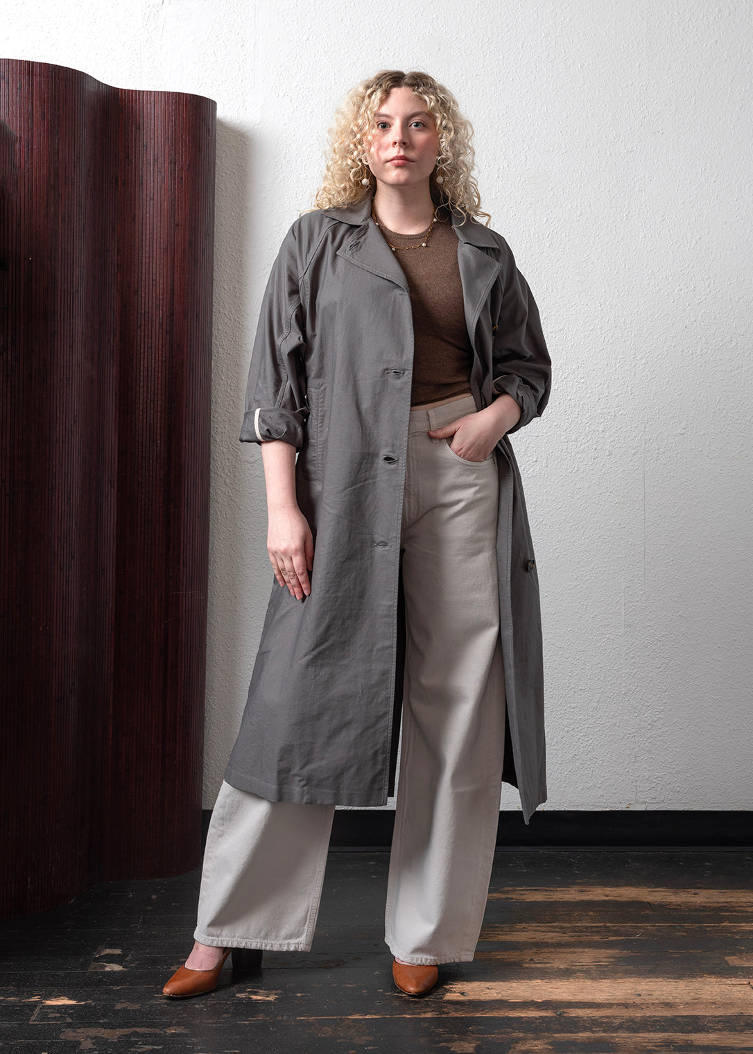 Micaela Greg Seamed Trench Mineral Green