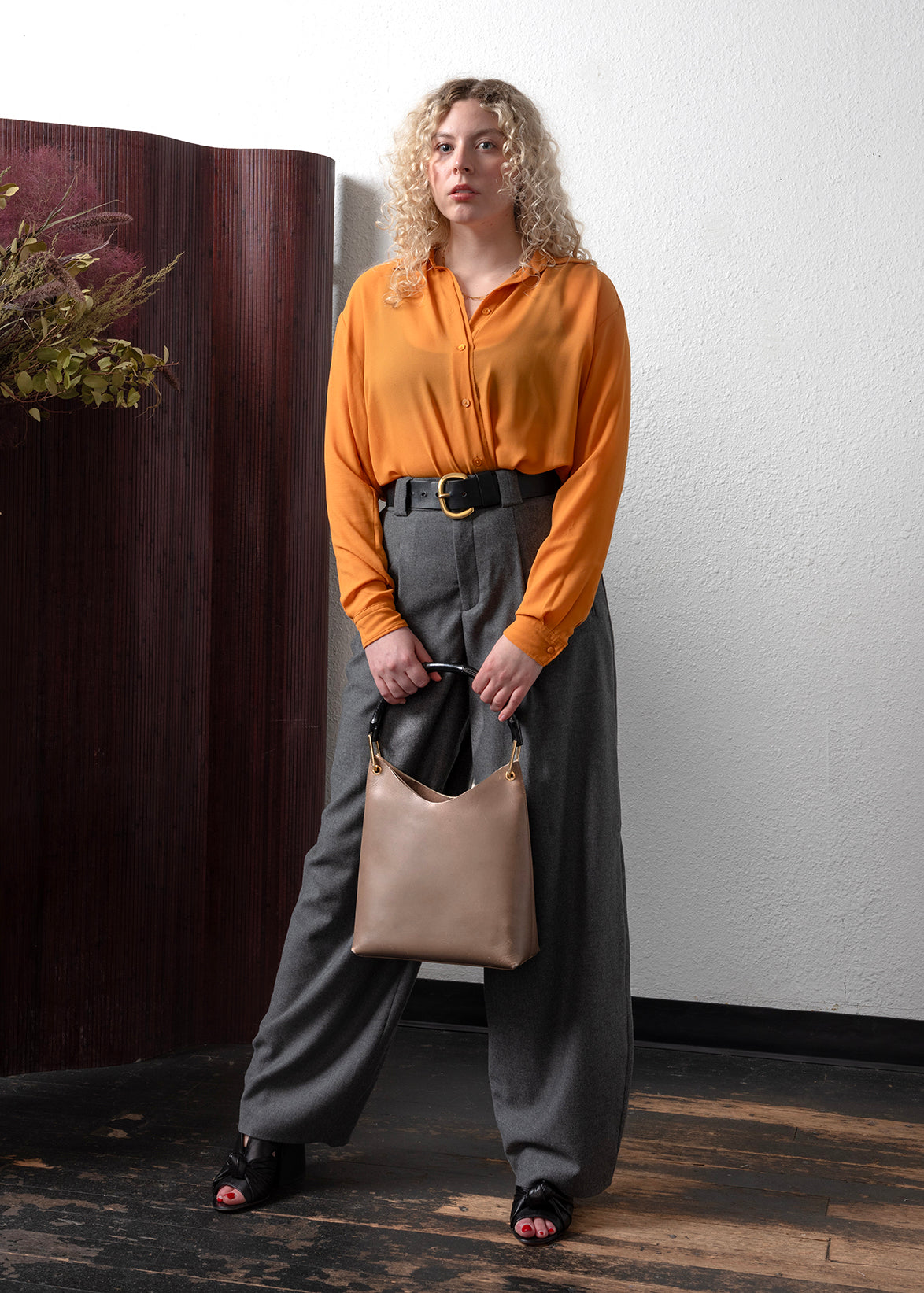 Acne Studios Long Sleeve Button-Up Top Orange